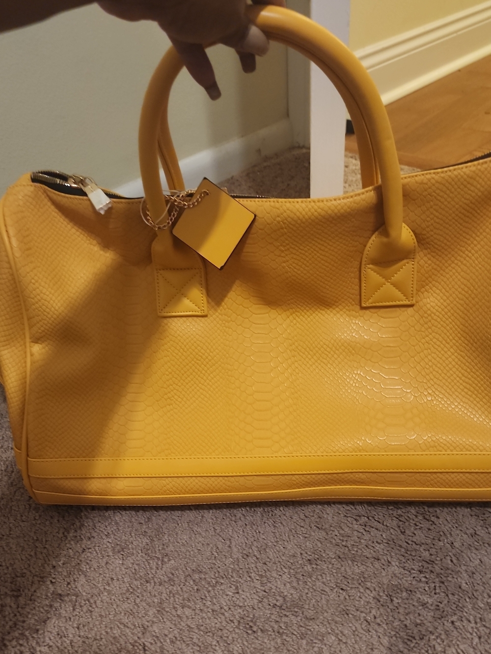 Tote&Carry Mustard Faux-Snake Leather Women's Travel Bag